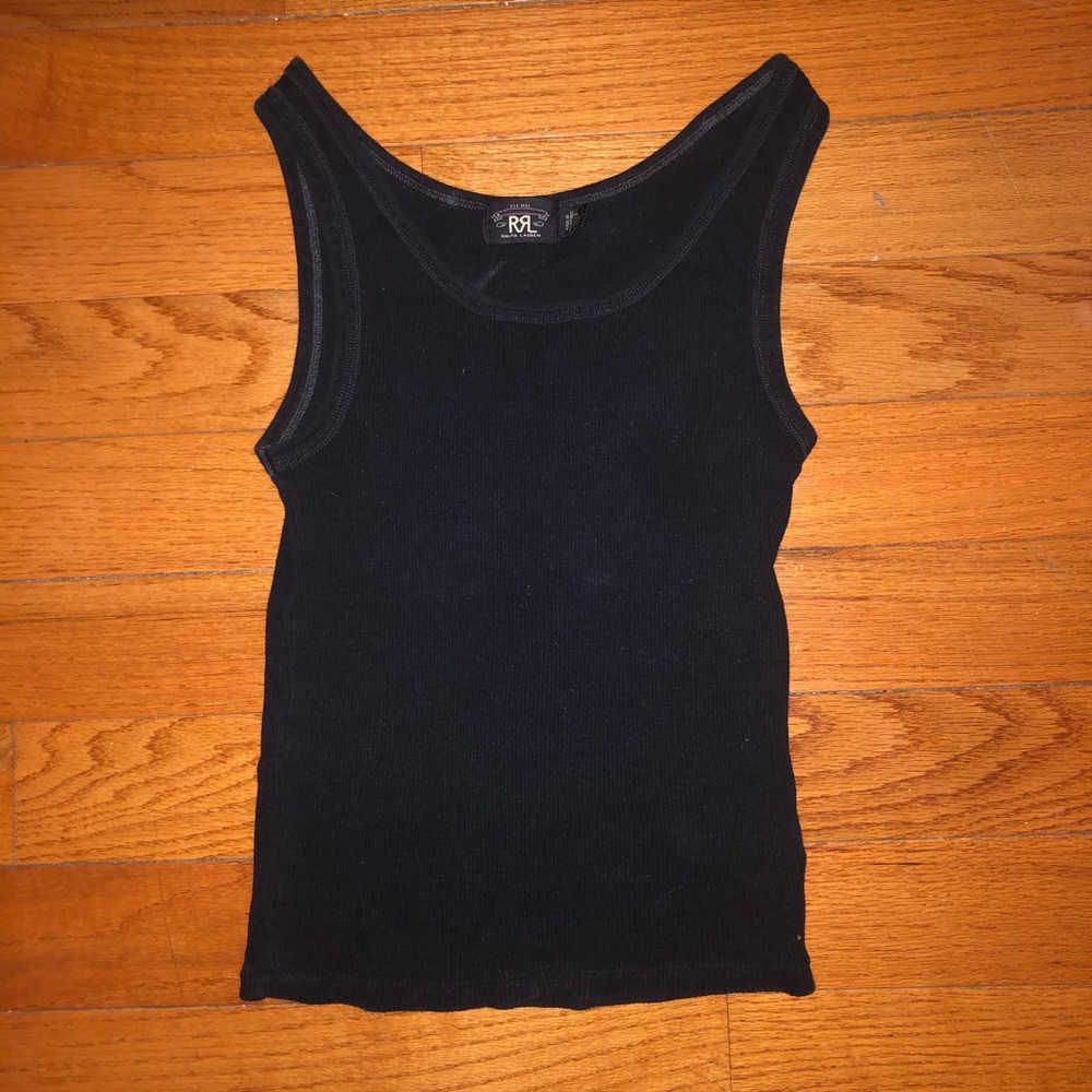 RRL black rib cotton tank top